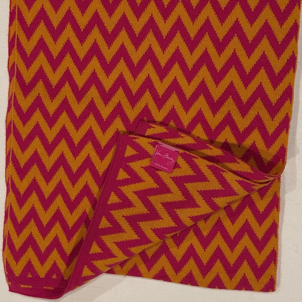 Vera Bradley Pink And Orange Chevron Zigzag Patterned Scarf